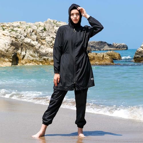 Islamic Long Sleeve Swimsuits for Women Modest Muslim 4 PCS | Full Cover Rash Guard Burkini | Arabic Swimwear