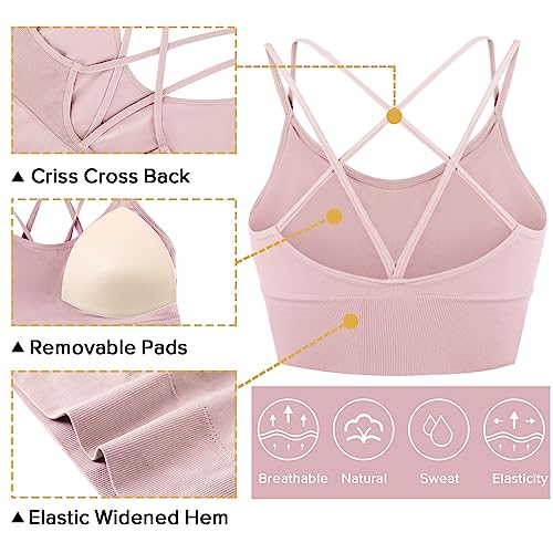 3 Pack Strappy Sports Bra for Women Sexy Crisscross for Yoga Running Athletic Gym Workout Fitness Tank Tops