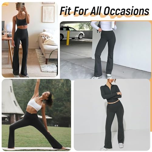 51vjzUMfk-L.jpg 3 Packs Women's Flare Leggings with Pockets, Soft High Waisted Tummy Control Bootcut Workout Yoga Pants