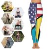 USA and Bahamas Flag Women's Yoga Pants Stretch Leggings with Pockets High Waist for Workout